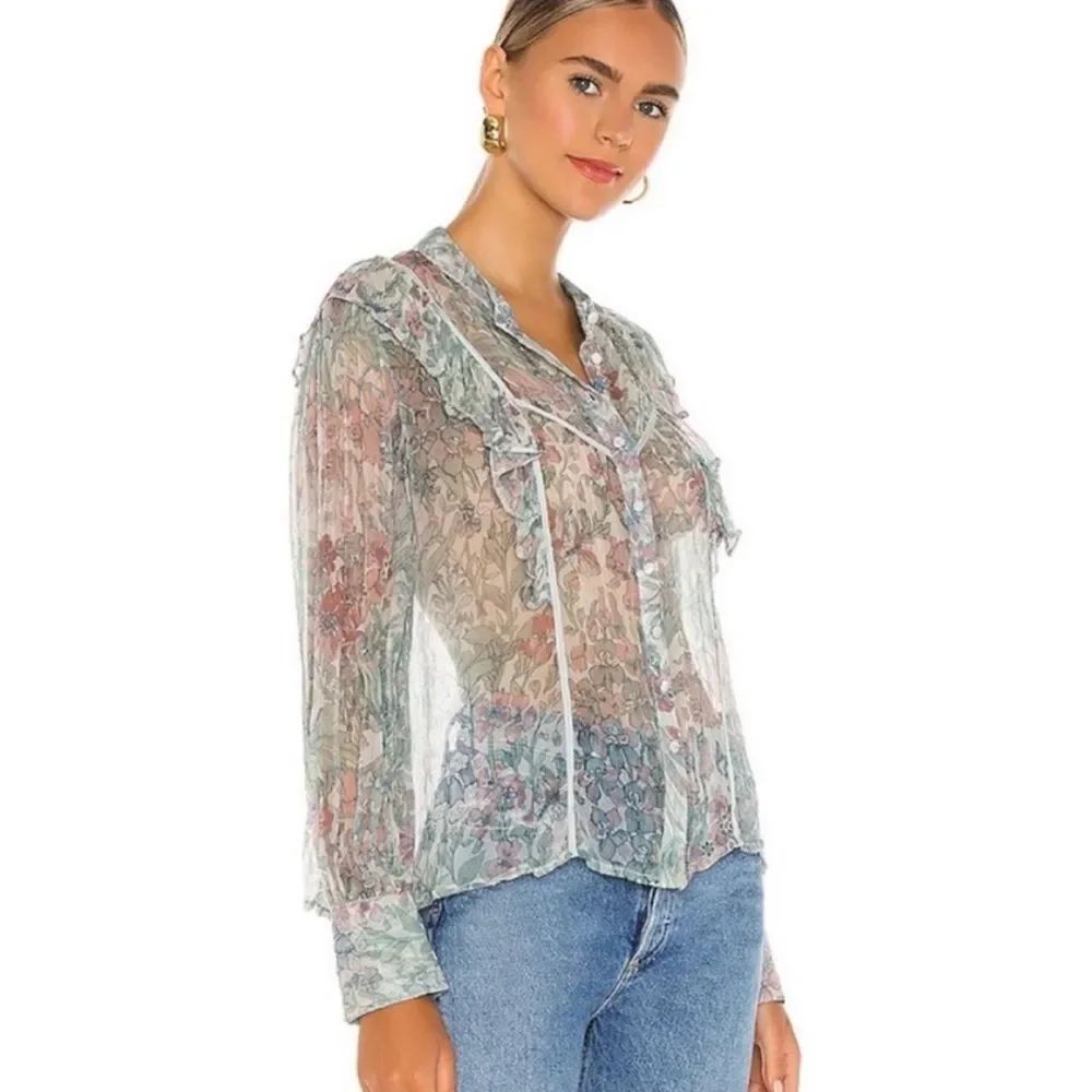 LoveShackFancy Beatrix Blouse Mystical Foliage Print